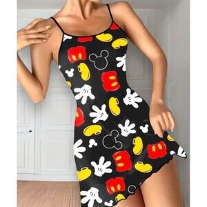 Disney Mickey Mouse Head Pants Shoes Night Sleep Shirt Dress Pajamas L NWT New